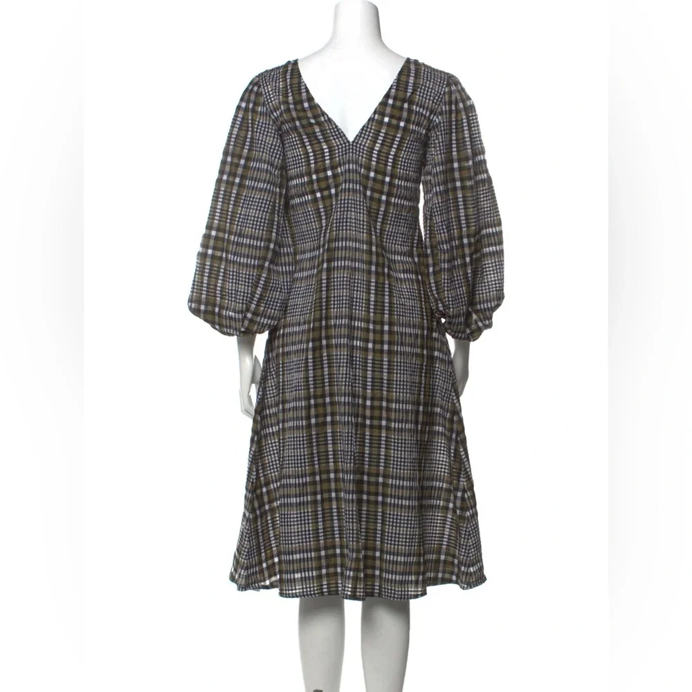 Ganni Seersucker Check Dress in Kalamata - Picture 7 of 8
